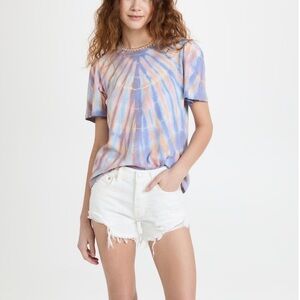 FREE PEOPLE Loving Good Vibrations Cotton Frayed Denim Shorts